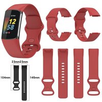 Wigento Smartwatch-Armband Für Fitbit Charge 6 / 5 Kunststoff Watch Band Frauen Größe S Rot von Wigento