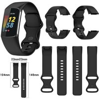 Wigento Smartwatch-Armband Für Fitbit Charge 6 / 5 Silikon Uhr Watch Sport Armband Frauen Größe S von Wigento