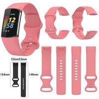 Wigento Smartwatch-Armband Für Fitbit Charge 6 / 5 Silikon Watch Armband Männer Größe L Rot von Wigento