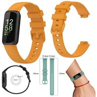Wigento Smartwatch-Armband Für Fitbit Inspire 3 Watch Uhr Kunststoff / Silikon Armband Ersatz Arm Band Ersatz Gelb Größe L / Männer von Wigento