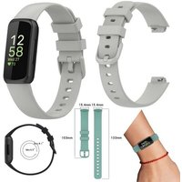 Wigento Smartwatch-Armband Für Fitbit Inspire 3 Watch Uhr Kunststoff / Silikon Armband Ersatz Arm Band Ersatz Grau Größe L / Männer von Wigento