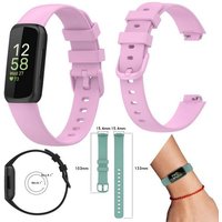 Wigento Smartwatch-Armband Für Fitbit Inspire 3 Watch Uhr Kunststoff / Silikon Armband Ersatz Arm Band Ersatz Lila Größe L / Männer von Wigento