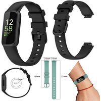 Wigento Smartwatch-Armband Für Fitbit Inspire 3 Watch Uhr Kunststoff / Silikon Armband Ersatz Arm Band Ersatz Schwarz Größe L / Männer von Wigento