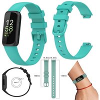 Wigento Smartwatch-Armband Für Fitbit Inspire 3 Watch Uhr Kunststoff / Silikon Armband Ersatz Arm Band Ersatz Teal-Grün Größe L / Männer von Wigento