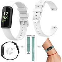 Wigento Smartwatch-Armband Für Fitbit Inspire 3 Watch Uhr Kunststoff / Silikon Armband Ersatz Arm Band Ersatz Weiß Größe L / Männer von Wigento