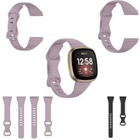 Wigento Smartwatch-Armband Für Fitbit Versa 4 / Versa 3 / Sense Kunststoff / Silikon Armband für Frauen / Größe S Hell-Lila Uhr von Wigento