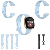 Wigento Smartwatch-Armband Für Fitbit Versa 4 / Versa 3 / Sense Kunststoff / Silikon Armband für Männer / Größe L Hellblau Uhr von Wigento