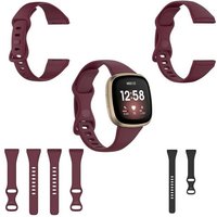 Wigento Smartwatch-Armband Für Fitbit Versa 4 / Versa 3 / Sense Kunststoff / Silikon Armband für Männer / Größe L Weinrot Uhr von Wigento