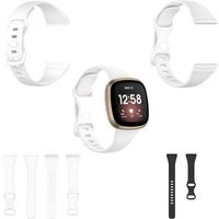 Wigento Smartwatch-Armband Für Fitbit Versa 4 / Versa 3 / Sense Kunststoff / Silikon Armband für Männer / Größe L Weiß Uhr von Wigento