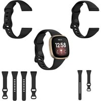 Wigento Smartwatch-Armband Für Fitbit Versa 4 / Versa 3 / Sense Silikon Armband Männer Schwarz von Wigento