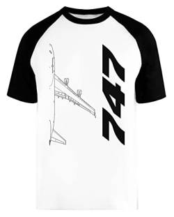 Boeing 747 Plane Unisex Herren Frau Baseball T-Shirt Weiß Kurze Ärmel Unisex Baseball T-Shirt von Wigoro