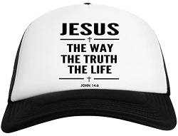 Jesus The Way The Truth The Life John 146 Christian Gift Herren Damen Baseball Kappe Gittergewebe Zurück Mens Womens Cap Mesh Back von Wigoro