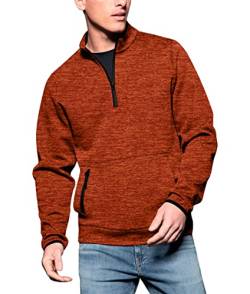 Wihion Herren Quarter-Zip Up Langarm Sweatshirt mit Taschen Sport Tops Outdoor Pullover, Orange, X-Large von Wihion