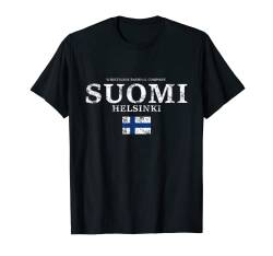 Finnland Suomi Helsinki Flagge used look Skandinavien Reise T-Shirt von Wikstroem