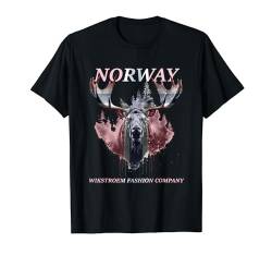 Norwegen Norge Scandinavien Elch Hirsch Rentier Flagge T-Shirt von Wikstroem