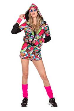 WILBERS & WILBERS - 80er/90er-Party-Outfit - Popart Trainingsanzug mit Hoodie - aus bequemem Stoff für Karneval/Fasching - Größe L von WILBERS & WILBERS