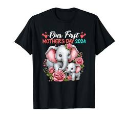 First Mother's Day 2024 Elephants Costume Floral Family Kids T-Shirt von Wild Animal Mother's Day Costume