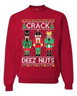Crack Deez Nuts Meme Ugly Christmas Sweater Unisex Crewneck Graphic Sweatshirt, rot, X-Large von Wild Bobby