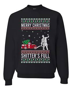 Merry Christmas Shitter's Full Ugly Christmas Sweater Unisex Rundhalsausschnitt Grafik Sweatshirt, Schwarz, X-Large von Wild Bobby