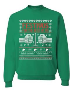 Wild Bobby Festivus for The Rest of Us Ugly Christmas Sweater Unisex Crewneck Graphic Sweatshirt, Kelly-festivus, Large von Wild Bobby