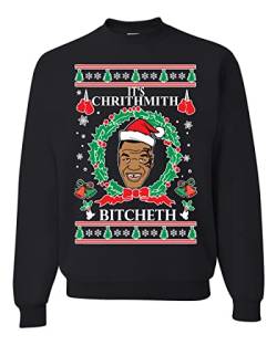 Wild Bobby Merry Chrithmith Mike Tyson Ugly Christmas Sweater Unisex Rundhalsausschnitt Sweatshirt, Black Bitcheth, Large von Wild Bobby
