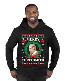 Wild Bobby Merry Chrithmith Mike Tyson Ugly Christmas Sweater Unisex Rundhalsausschnitt Sweatshirt, Schwarzer Chrithmith, 5X-Large von Wild Bobby
