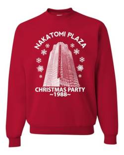 Wild Bobby Nakatomi Plaza Christmas Party 1988 Classic McClane Die Hard Ugly Christmas Sweater Crewneck Sweatshirt, Rot 1, Large von Wild Bobby