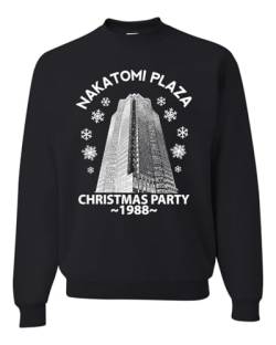 Wild Bobby Nakatomi Plaza Christmas Party 1988 Classic McClane Die Hard Ugly Christmas Sweater Crewneck Sweatshirt, Schwarz 1, X-Large von Wild Bobby