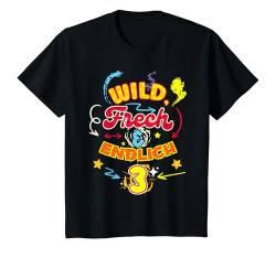 Kinder Wild Frech Und Endlich 3 Jahre Geburtstagsshirt Geburtstag T-Shirt von Wild Frech Und Endlich Geburtstag Motiv Shop