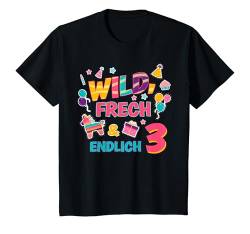Kinder Wild Frech Und Endlich 3 Jahre Geburtstagsshirt Geburtstag T-Shirt von Wild Frech Und Endlich Geburtstag Motiv Shop