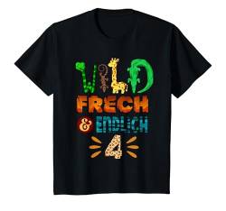 Kinder Wild Frech Und Endlich 4 Jahre Geburtstagsshirt Geburtstag T-Shirt von Wild Frech Und Endlich Geburtstag Motiv Shop