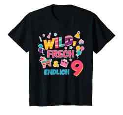 Kinder Wild Frech Und Endlich 9 Jahre Geburtstagsshirt Geburtstag T-Shirt von Wild Frech Und Endlich Geburtstag Motiv Shop
