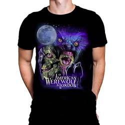 American Werwolf Vollmond Herren T-Shirt Halloween Gothic Horror Print Schwarz Grafik T-Shirt Filmposter Tee, Black, XXL von Wild Star Hearts