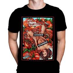 Attack of The Killer Tomatoes Herren T-Shirt Gothic Horror Print, Schwarzes Baumwoll-T-Shirt, Movie Poster Tee von Rick Melton von Wild Star Hearts