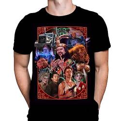 Big Trouble Little China Herren T-Shirt Gothic Horror Print, Schwarzes Baumwoll-T-Shirt, Movie Poster Tee von Peter Panayis von Wild Star Hearts