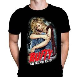 Buffy Vampire Slayer Herren T-Shirt Gothic Horror Print, Schwarzes Baumwoll-T-Shirt, Movie Poster Tee von Rick Melton von Wild Star Hearts