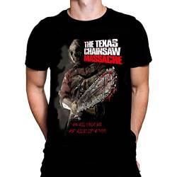 Chainsaw Massacre Herren T-Shirt Halloween Gothic Horror Print Schwarz Grafik T-Shirt Film Poster Tee, Black, 3XL von Wild Star Hearts