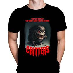 Critters Herren T-Shirt Halloween Gothic Horror Print Schwarz Grafik T-Shirt Filmposter Tee von Wild Star Hearts