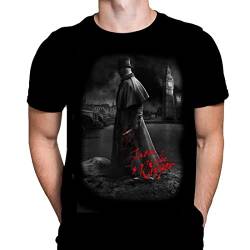 Jack The Ripper Herren T-Shirt Halloween Gothic Horror Print Schwarz Grafik T-Shirt Film Poster Tee, Schwarz , XL von Wild Star Hearts