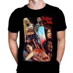 Killer Ink Herren T-Shirt Gothic Horror Print, Schwarzes Baumwoll-T-Shirt, Movie Poster Tee von Rick Melton von Wild Star Hearts
