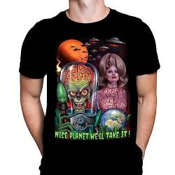Mars Attacks Nice Planet Herren T-Shirt Horror Druck Schwarzes Grafik T-Shirt, Filmposter Tee von Wild Star Hearts