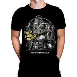 Night of The Living Dead Schwarzes Gotische Herren T-Shirt Mode für Halloween Horror Film Poster Tshirt von Wild Star Hearts