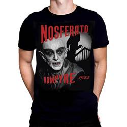 Nosferatu 1922 Herren T-Shirt Gothic Horror Halloween Schwarz Baumwolle Grafik Tee Shirt, Schwarz von Wild Star Hearts