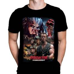 Predator If It Bleeds Herren T-Shirt Horror Druck Schwarzes Grafik T-Shirt, Filmposter Tee von Wild Star Hearts