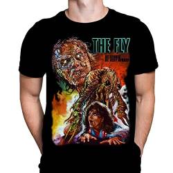 The Fly Herren T-Shirt Horror Druck Schwarzes Grafik T-Shirt, Filmposter Tee von Wild Star Hearts