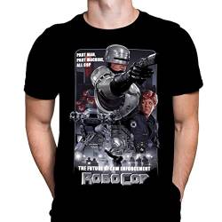 The Future of Law Enforcement Robocop Herren-T-Shirt, klassischer Sci-Fi-Film-Kunstdruck, schwarzes Grafik-T-Shirt, Filmposter Tee von Wild Star Hearts