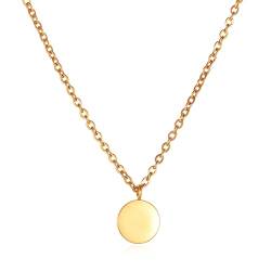 Wild Sun® Halskette Damen mit Plättchen in Gold | Wasserfeste Edelstahl Coin Kette vergoldet für Frauen von Wild Sun