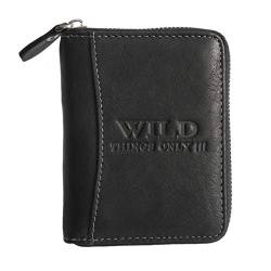 Herren Hochformat Geldbörse von Wild Things Only !!! Herrengeldbörse Geldbeutel Portemonnaie, umlaufender Reißverschluss, Rindleder (Schwarz) - präsentiert von ZMOKA® von Wild Things Only !!! - präsentiert von ZMOKA