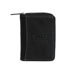 RFID Mini Börse von Jennifer Jones - Wild Things Only !!! kleine sehr feine antik Leder Reise Unisex Geldbörse Portemonnaie (Schwarz) - präsentiert von ZMOKA® von Wild Things Only !!! - präsentiert von ZMOKA