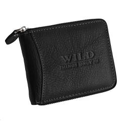 Wild Things Only !!! Herrengeldbörse Geldbörse Portemonnaie umlaufender Reißverschluss, echt Leder (Schwarz) - präsentiert von ZMOKA® von Wild Things Only !!! - präsentiert von ZMOKA